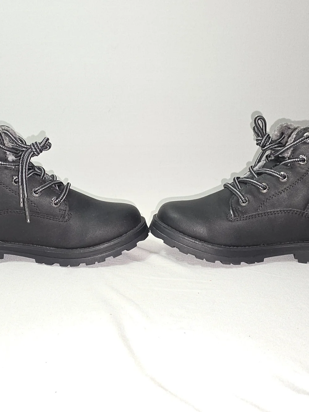 Nautica Kids Black Faux Fur Lace-Up & Zip Winter Boots